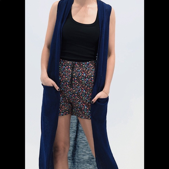 NWT THEKORNER PARIS Sleeveless Knit Navy Duster - Picture 6 of 6